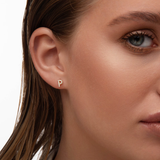 Cercei din aur cu litera si diamante de 0.05 ct