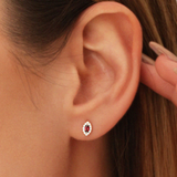 Cercei din aur cu rubin natural si diamante model marquise