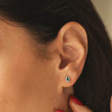 Cercei din aur cu smarald natural si diamante model marquise