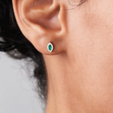 Cercei din aur cu smarald natural si diamante model marquise