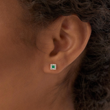 Cercei din aur cu smarald natural si diamante naturale emerald cut