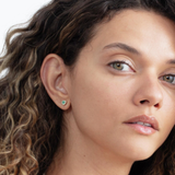 Cercei din aur in forma de inima cu smarald natural si diamante