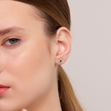 Cercei din aur in forma de floare cu smarald natural si diamante