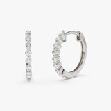 Cercei din aur rotunzi de 12-15 mm cu diamante de 0.46 ct