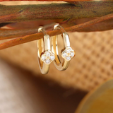 Cercei din aur rotunzi cu diamante de 0.02 ct