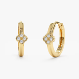 Cercei din aur rotunzi cu diamante de 0.02 ct