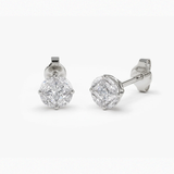 Cercei din aur rotunzi cu diamante de 0.45 ct cu aspect solitaire