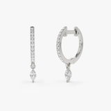 Cercei din aur rotunzi cu diamante model Marquise