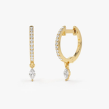 Cercei din aur rotunzi cu diamante model Marquise