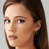 Cercei din aur rotunzi solitaire cu diamant de 0.12 ct si lant