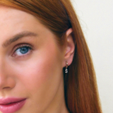 Cercei din aur cu litera si diamante de 0.08 ct.