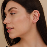 Cercei din aur rotunzi cu safire naturale colorate curcubeu