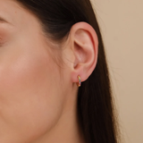 Cercei din aur rotunzi cu safire naturale colorate curcubeu