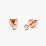 Cercei din aur rotunzi cu diamante solitaire de 0.12 ct