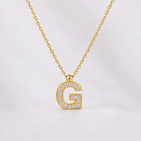 Lant cu pandantiv din aur cu literă si diamante - My Initial Glow