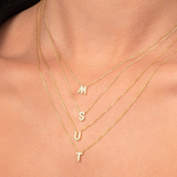 Colier din aur cu litera si diamante - My Initial Glow