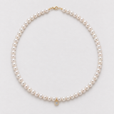 Colier din aur cu perle naturale de cultura si diamant de 0.15 ct