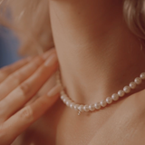 Colier din aur galben cu perle naturale de cultura si diamant