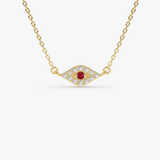 Colier din aur cu simbol ochi deochi cu diamante si rubin