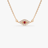 Colier din aur cu simbol ochi deochi cu diamante si rubin