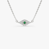 Colier din aur cu simbol ochi deochi cu diamante si smarald