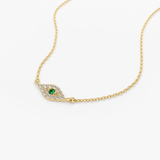 Colier din aur cu simbol ochi deochi cu diamante si smarald