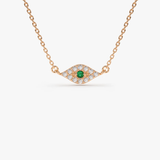 Colier din aur cu simbol ochi deochi cu diamante si smarald