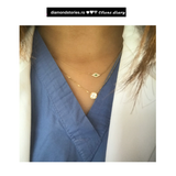 Colier din aur cu simbol ochi deochi cu diamante si smarald