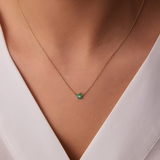 Colier din aur cu smarald natural si diamante in forma de floare