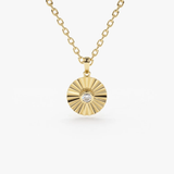 Colier din aur rotund cu diamant de 0.07 ct