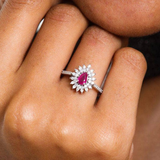 Inel cu rubin natural si diamante naturale - Ruby Dream