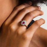 Inel cu rubin natural si diamante naturale - Ruby Dream