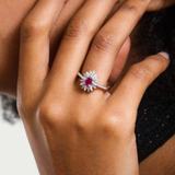 Inel cu rubin natural si diamante naturale - Ruby Dream