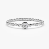 Inel din aur cu diamant rotund solitaire 0.10 ct model twisted band