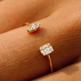 Inel din aur cu diamante bagheta si rotunde de 0.15 ct