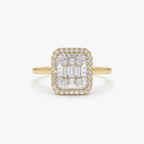 Inel din aur cu diamante model BAGUETTE