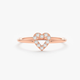 Inel din aur cu inima deschisa si diamante de 0.08 ct