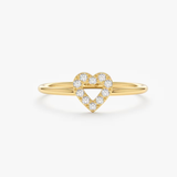 Inel din aur cu inima deschisa si diamante de 0.08 ct