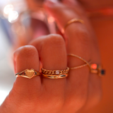 Inel din aur cu lant cubanez si diamant de 0.08 ct