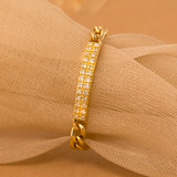 Inel din aur cu lant cubanez si diamante de 0.08 ct