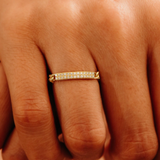 Inel din aur cu lant cubanez si diamante de 0.08 ct