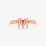 Inel din aur cu litera si diamante de 0.10 ct