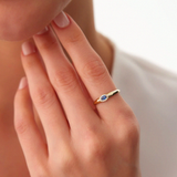 Inel din aur cu safir natural marquise si diamante naturale