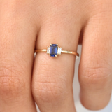 Inel din aur cu safir natural octogon si diamante naturale