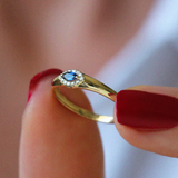 Inel din aur cu safir natural marquise si diamante naturale