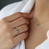 Inel din aur cu diamante si smarald