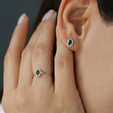 Inel din aur cu diamante si smarald