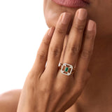 Inel cu smarald natural si diamante naturale - Emerald Frame