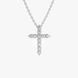 Lant cu pandantiv din aur cruce si diamante de 0.35 ct