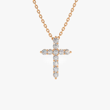 Lant cu pandantiv din aur cruce si diamante de 0.35 ct